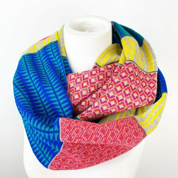 Echo Accessories - Echo colorblock Ribbed Infinity Scarf Rainbow geo